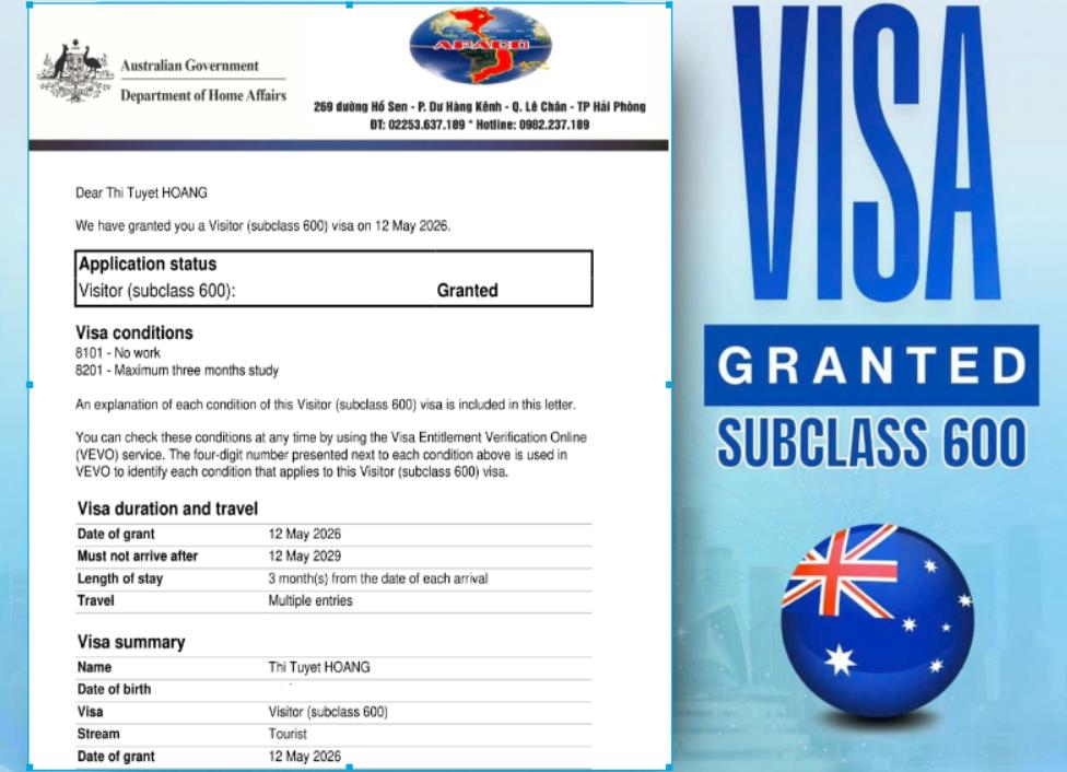 THÊM 1 VISA ÚC VỀ VỚI APACO NHÉ