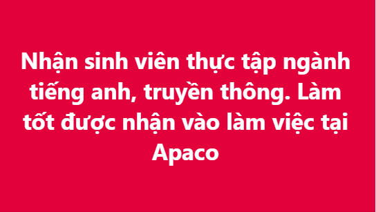 NHẬN SINH VIÊN THỰC TẬP NGÀNH TIẾNG ANH, TRUYỀN THÔNG
